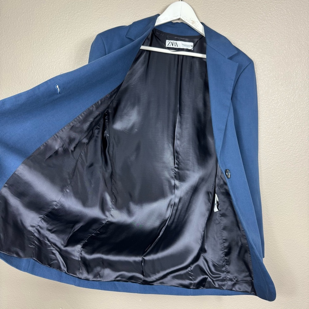 Zara Blazer Navy Blue Oversized Boxy Fit XS G - Picture 9 of 10